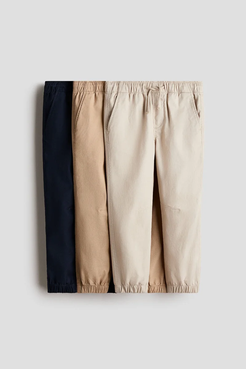 H&M 3-pack cotton twill joggers