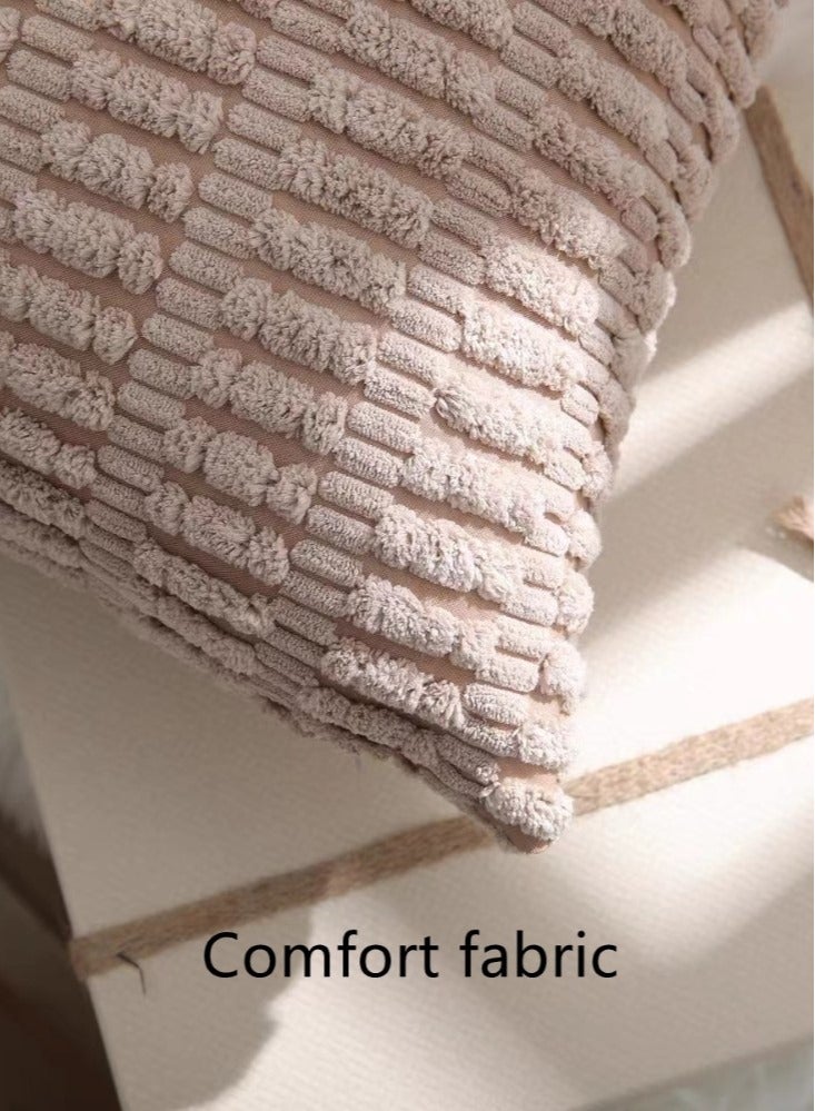 Kutis أغطية وسائد زخرفية منزلية من 4 قطع بغطاء وسادة مخطط من قماش الكوردuroy بني 45x45 سنتيمتر - Image 3