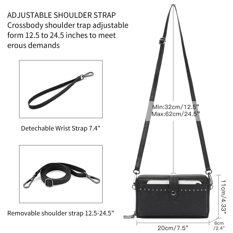 SENDEFN Wristlet Wallet Small Cell Phone Purse Crossbody Bags for Women Vegan Leather Clutch Purse with Double Zipper - Image 4