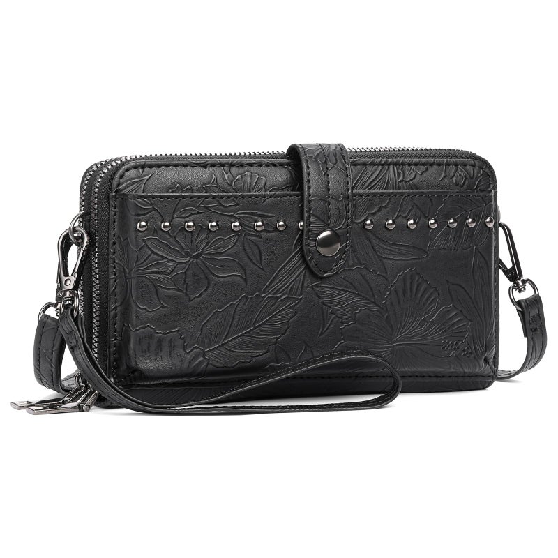 SENDEFN Wristlet Wallet Small Cell Phone Purse Crossbody Bags for Women Vegan Leather Clutch Purse with Double Zipper - Image 1
