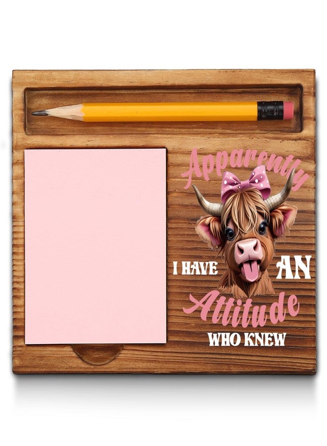 akeke Highland Cow Sticky Notes Holder, i Have an Attitude who Knew Funny Cattle Office Decor Gifts for Coworkers, Women, Colleagues, Boss, Self-Stick Note Pad Holders GAA76 - Image 1
