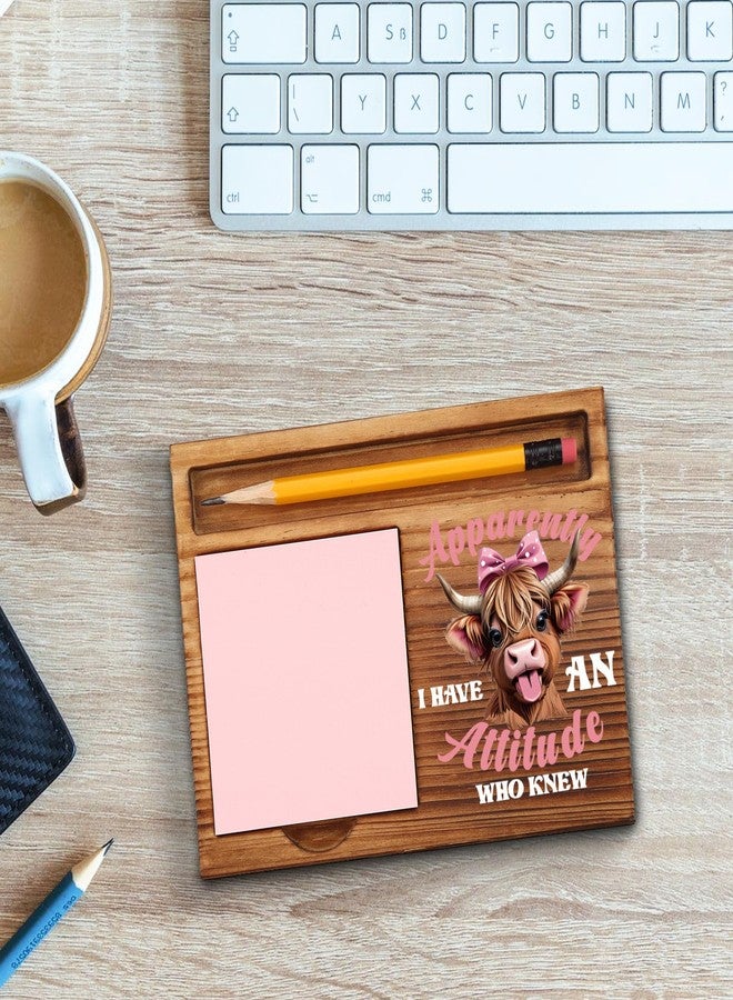akeke Highland Cow Sticky Notes Holder, i Have an Attitude who Knew Funny Cattle Office Decor Gifts for Coworkers, Women, Colleagues, Boss, Self-Stick Note Pad Holders GAA76 - Image 3