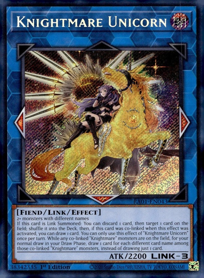 Yu-Gi-Oh! Knightmare Unicorn (Alternate Art) (Secret Rare) - RA01-EN043 - Secret Rare - 1st Edition - Image 2