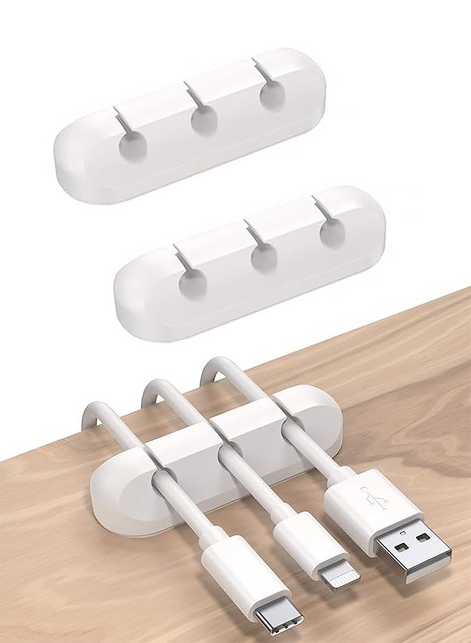 مجموعة من 3 مشابك لتثبيت الكابلات، مشابك سيليكون ذاتية اللصق لتنظيم أسلاك الكابلات، مناسبة لأجهزة الكمبيوتر المكتبية، كابلات الشحن USB، كابلات الطاقة، كابلات الماوس، كابلات الكمبيوتر، المكتب، والمنزل. - Image 1