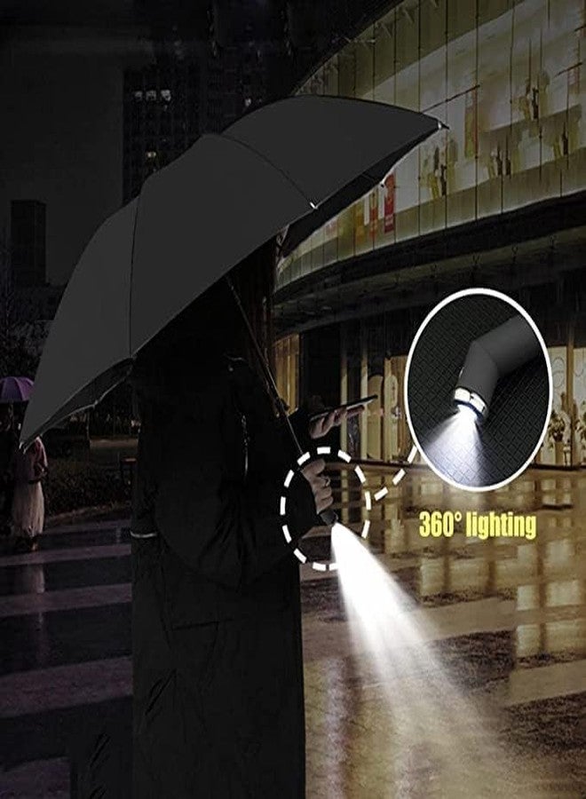 مظلة JHOREX ثلاثية الطي مع ضوء LED، مقاومة للرياح، صغيرة الحجم، محمولة، مناسبة للسفر في المطر، حجم كبير، زر فتح وإغلاق تلقائي، مقبض مصباح يدوي (عبوة من قطعة واحدة، متعددة الألوان) - Image 5