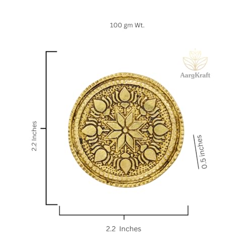 AARGKRAFT Brass Pooja Mandir Chowki Peetha Peeta God's Stool - Puja Articles Size - 2.2" Inches [Very Small] - Image 3