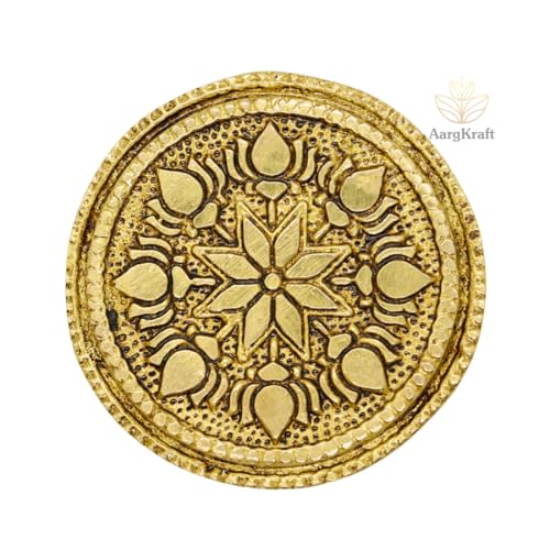 AARGKRAFT Brass Pooja Mandir Chowki Peetha Peeta God's Stool - Puja Articles Size - 2.2" Inches [Very Small] - Image 2