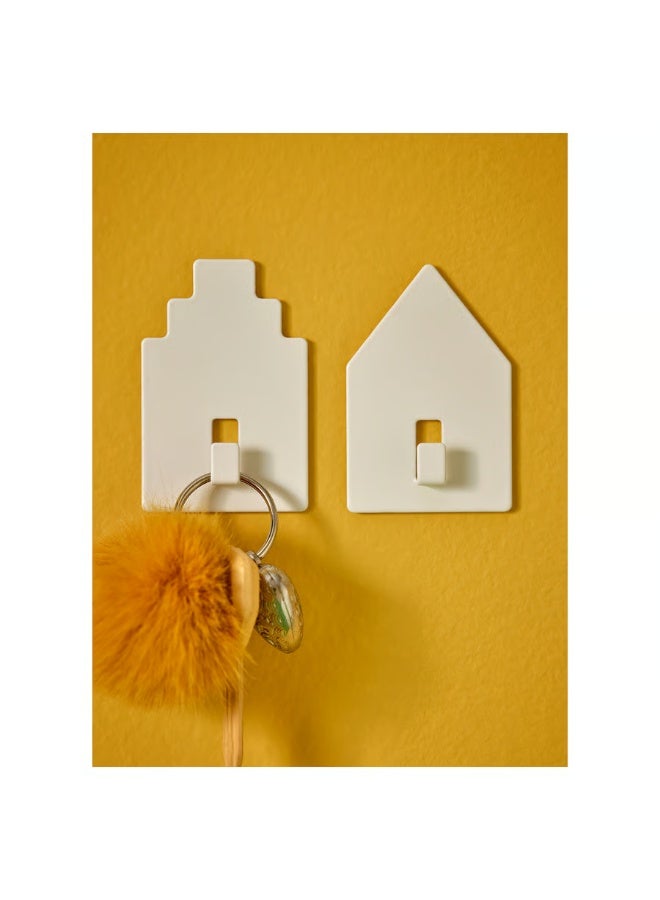Self-Adhesive Wall Hook – House-Shaped, White, Strong Sticky Hook for Keys, Towels, Bags & Home Organization - Image 5