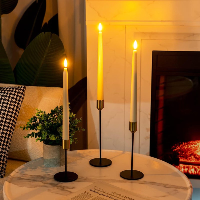 Homemory 11 inches Waxy Flameless Taper Candles with Remote Timer Dimmer, 6 Pcs Battery Operated Taper Candles with Flickering Flame, Ivory LED Candlesticks for Wedding, Christmas Indoor Decoration - Image 3