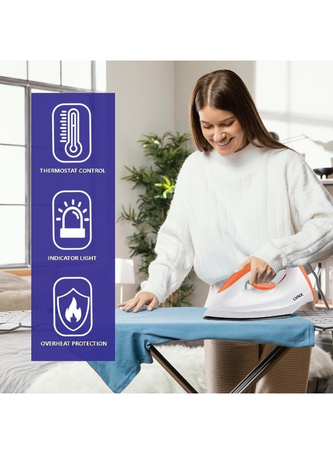 LYNX Lightweight Dry Iron, 1200 W Fast Heat‑Up with Non‑Stick Scratch‑Resistant Aluminum Soleplate, Adjustable Thermostat, Overheat Protection, Dual Voltage Travel‑Ready — Model LY‑IR‑3012 - Image 3