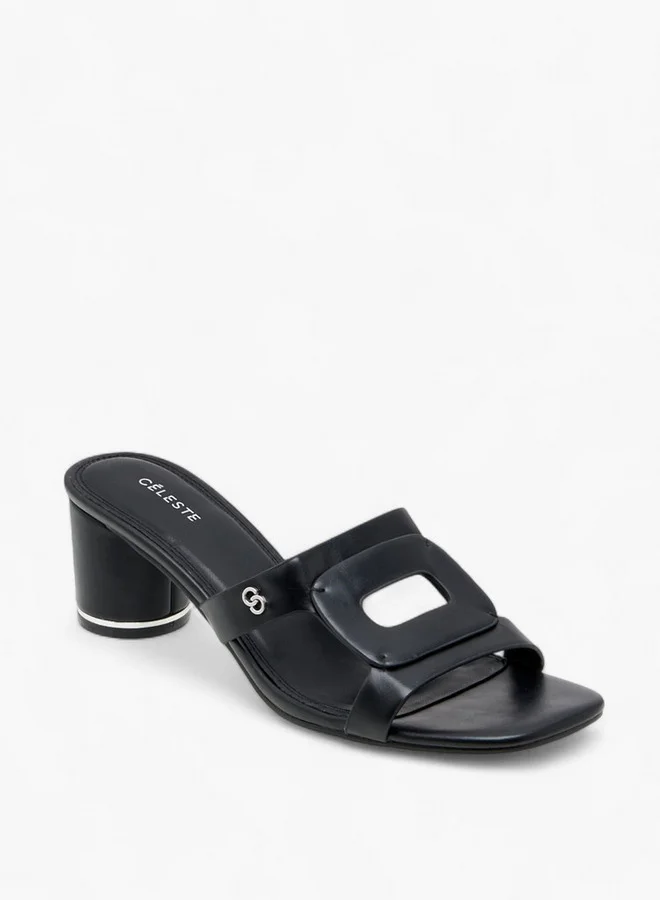 Celeste Women's Textured Slip-On Sandals with Block Heels