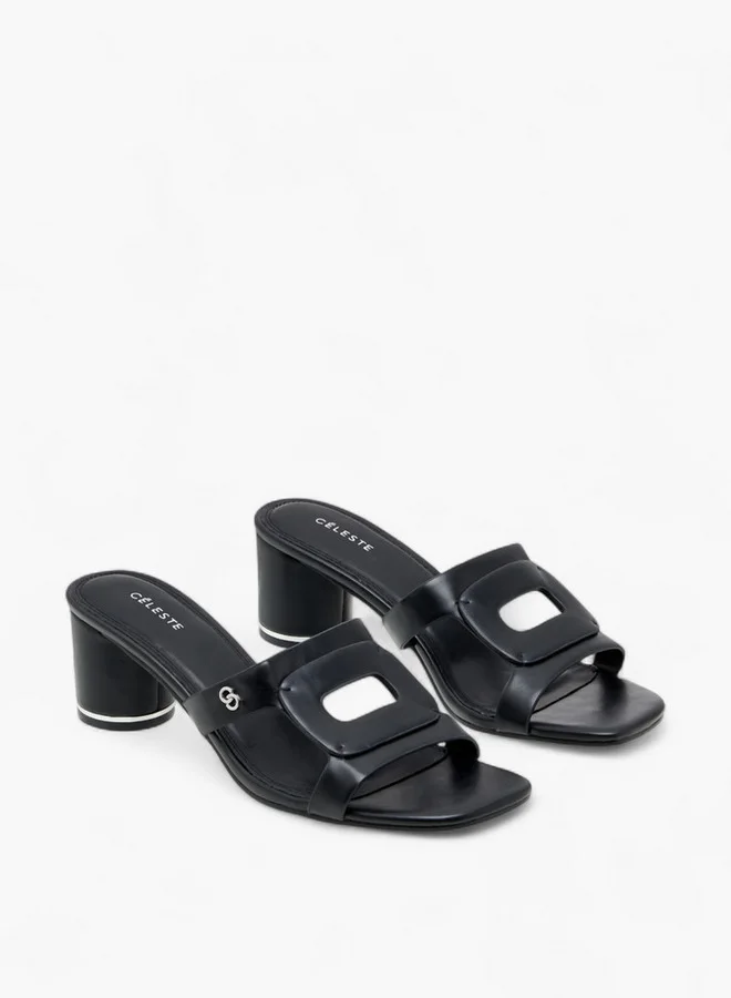 Celeste Women's Textured Slip-On Sandals with Block Heels