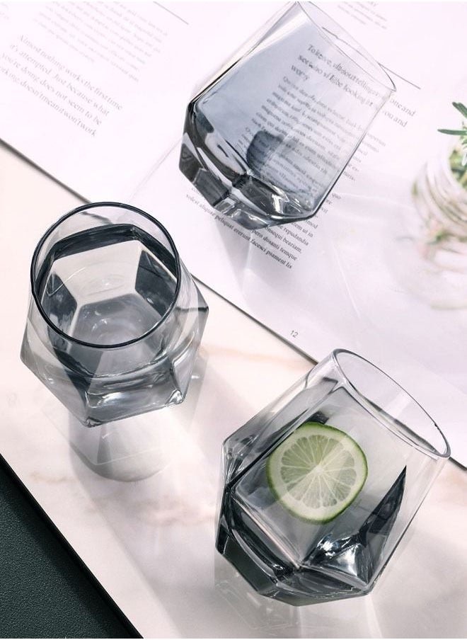 fashionhome - Glass Pitcher Set Cold and Hot Water Carafe Jug with Unique Irregular Geometry Pattern Tray for Homemade Iced Tea and Juice with 4 Tumbler Glasses - Image 1