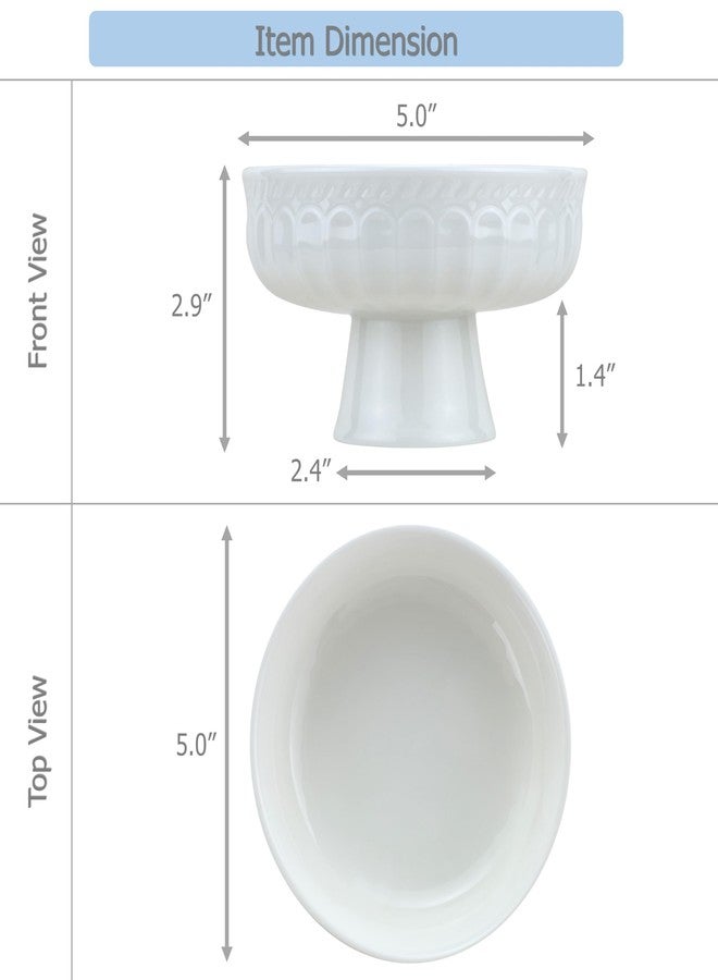 EIKS Ceramic Footed Bowl Display Stand Plate for Serving Fruit Salad Nuts Desserts Ice Cream Pudding (Dia. 5-inch) - Image 3
