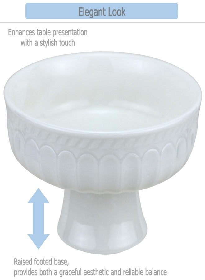 EIKS Ceramic Footed Bowl Display Stand Plate for Serving Fruit Salad Nuts Desserts Ice Cream Pudding (Dia. 5-inch) - Image 4