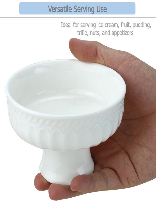EIKS Ceramic Footed Bowl Display Stand Plate for Serving Fruit Salad Nuts Desserts Ice Cream Pudding (Dia. 5-inch) - Image 2
