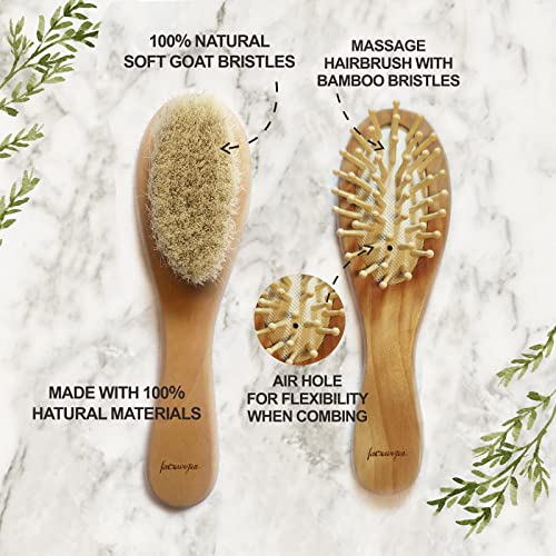 Facewegen 6-in-1 Baby Grooming Set, Natural Wooden Hairbrush and Comb, Nail Clippers,Nail Scissors, Nail File and Tweezers for Kids and Newborns in Nice Gift Box - Image 5