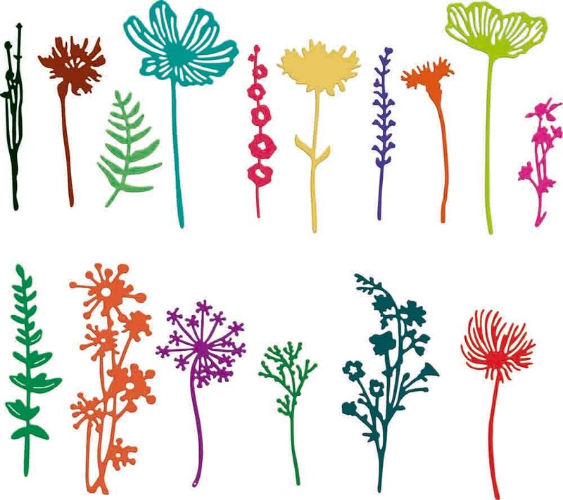 Wildflower Metal Cutting Dies17 Pieces 3D Flower Dies Flower Shape Embossing Scrapbooking Dies Cuts Stencil Flower Leaves Embossing Stencil for DIY Scrapbooking Card Making
