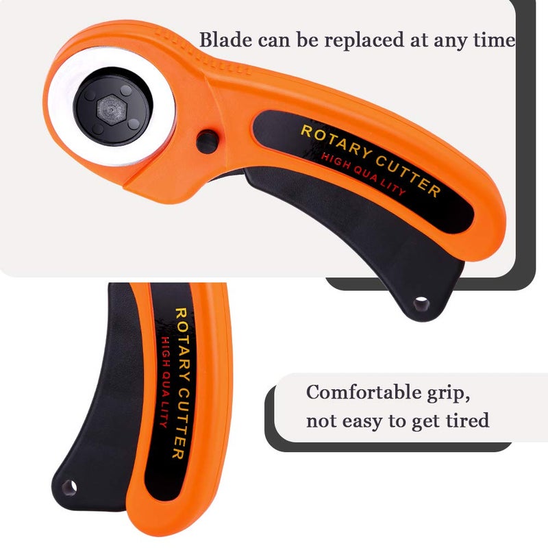 ZMAAGG Rotary Cutter, Rotary Fabric Cutter with Safety Lock, Included Extra 10 Pack 45mm Blades, Rotary Cutter Tool for Quilting Sewing Arts Crafts - Image 4