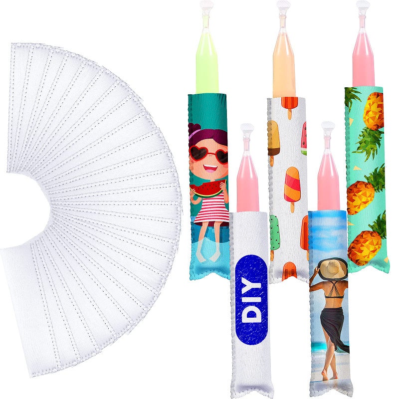 Patelai 30 Pieces Ice Pop Sleevesnew Sublimation Blanks White Holder Reusable Freezer Pop Sleeves Anti Freezing Ice Popular Holders for Kids Adults Heat Press Transfer 2025 White