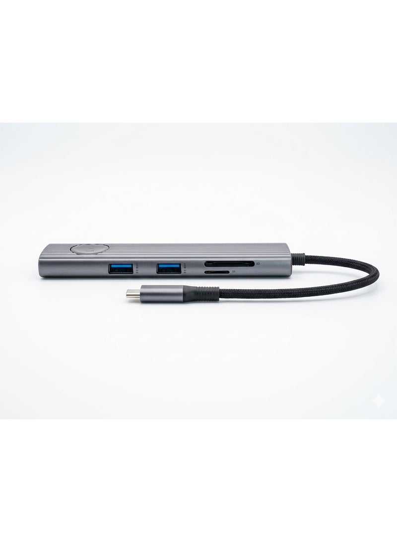 FIFTH ELEMENT 8-in-1 USB-C Hub with 4K HDMI, 3×USB-A, SD/TF, RJ45 Ethernet & 100W PD – Grey - Image 5