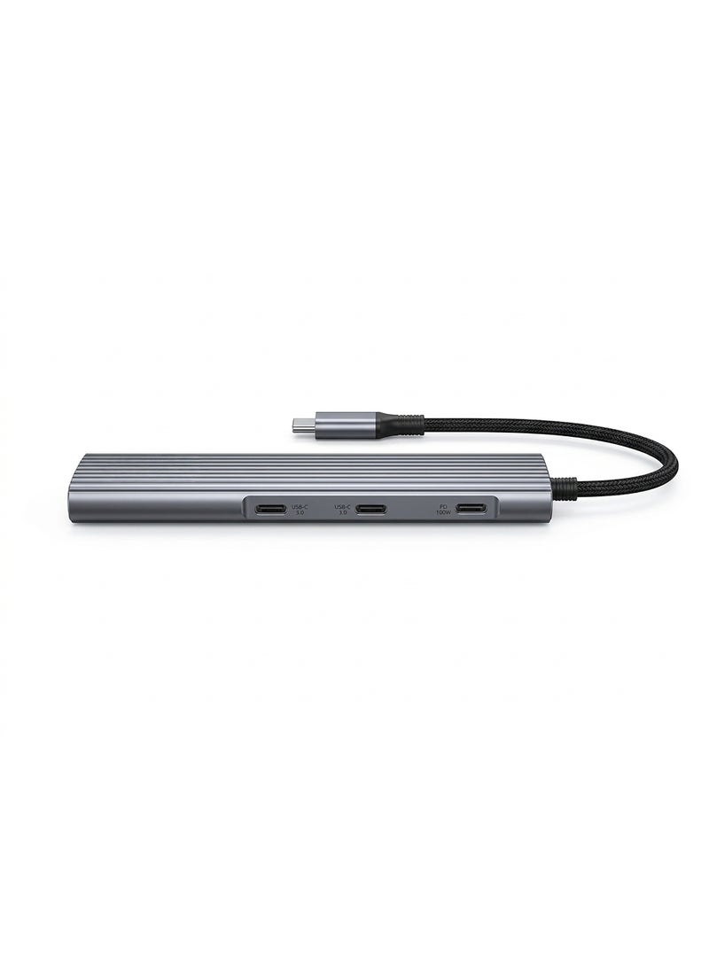 FIFTH ELEMENT 8-in-1 USB-C Hub with 4K HDMI, 3×USB-A, SD/TF, RJ45 Ethernet & 100W PD – Grey - Image 3