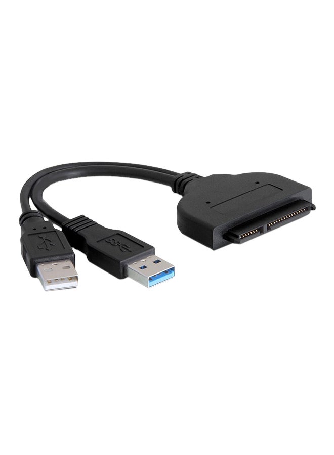 USB 2.0/3.0 To SATA 22 Pin Data Power Adapter Cable For 2.5-Inch HDD Black 