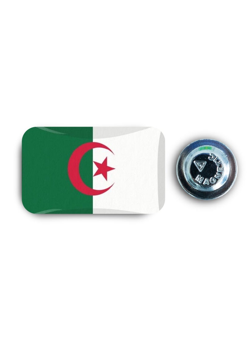 971MEDIA ALGERIA Flag - Metal Badge Epoxy Coated with Magnetic Pin that Doesn't Tear Clothes  - Image 1