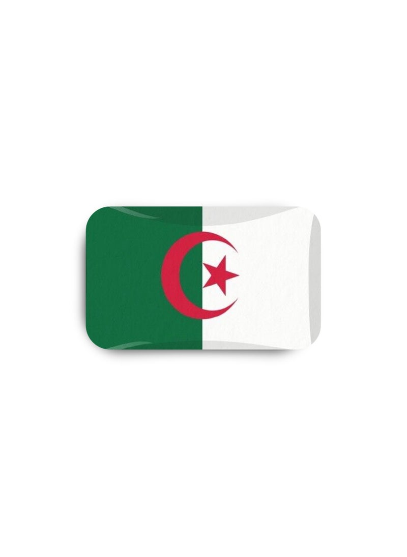 971MEDIA ALGERIA Flag - Metal Badge Epoxy Coated with Magnetic Pin that Doesn't Tear Clothes  - Image 2