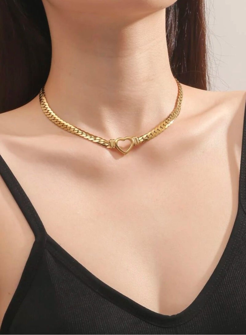 نونز أب سلسال شوكر نسائي أنيق مصنوع من الاستانلس ستيل مطلي باللون الذهبي عيار 18 - Image 1