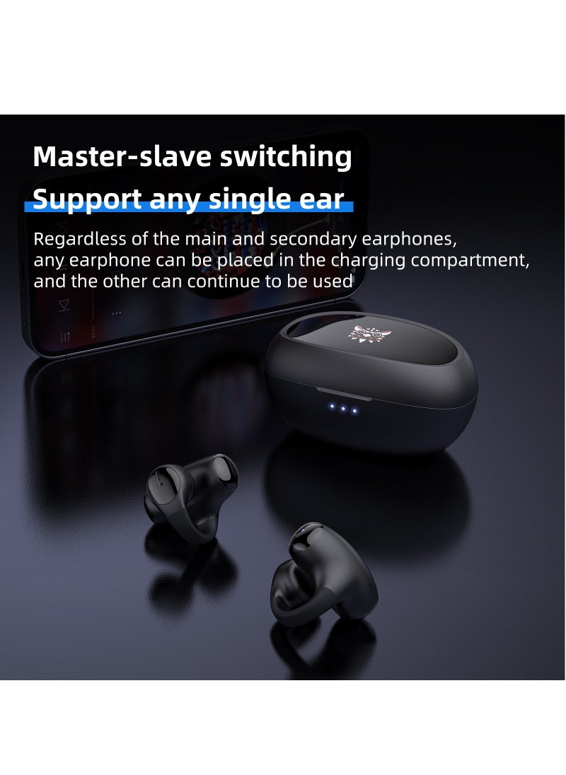 Ear Clip-on True Wireless Bluetooth Earphones,Air Conduction Sports Earphone with Call Noise Canceling Mic