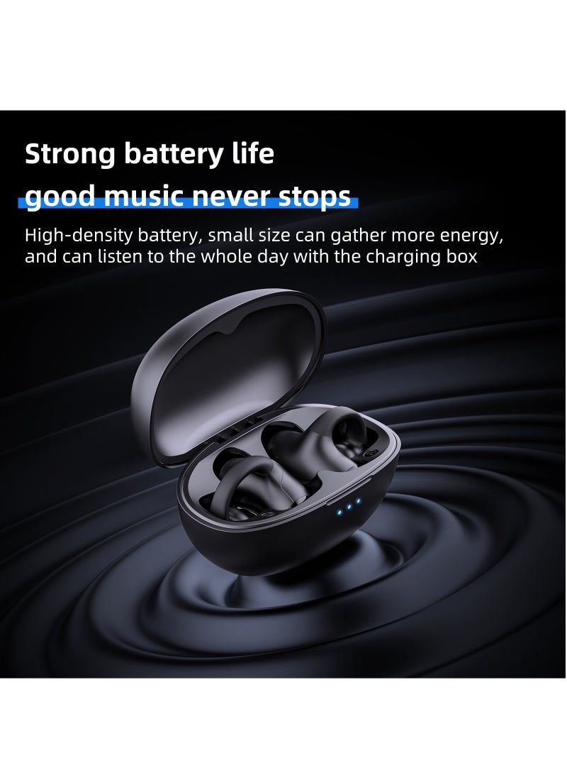 Ear Clip-on True Wireless Bluetooth Earphones,Air Conduction Sports Earphone with Call Noise Canceling Mic
