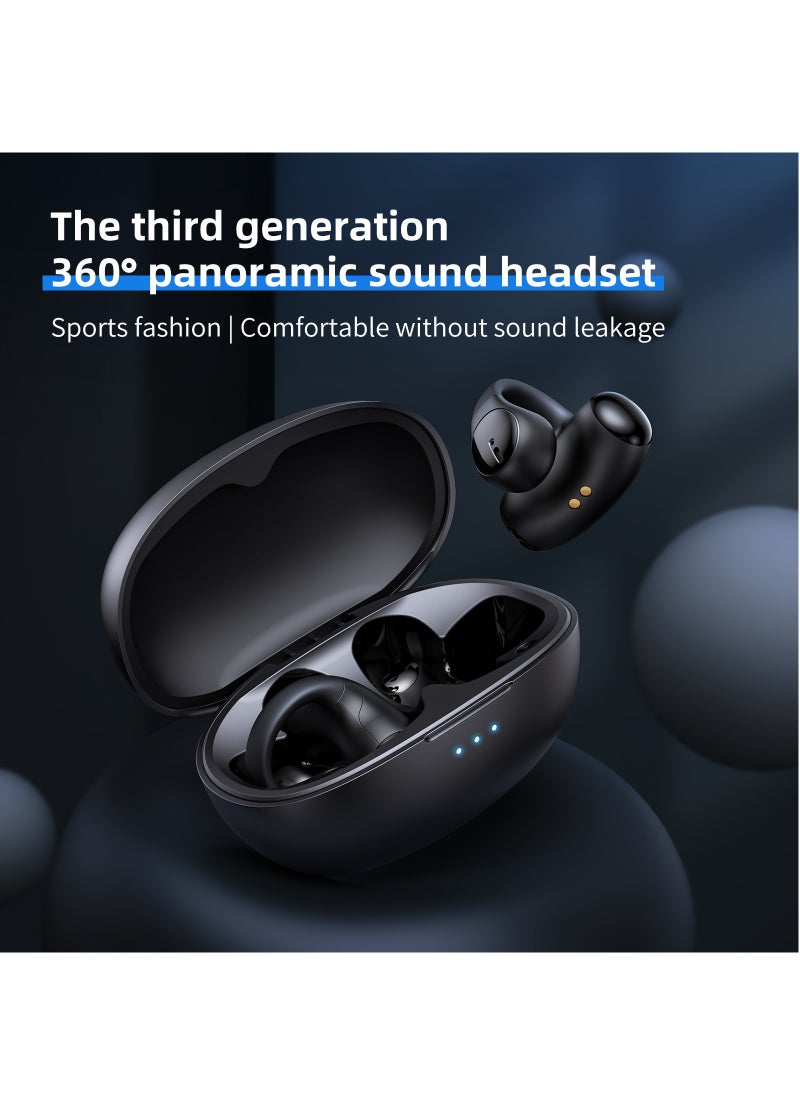 Ear Clip-on True Wireless Bluetooth Earphones,Air Conduction Sports Earphone with Call Noise Canceling Mic