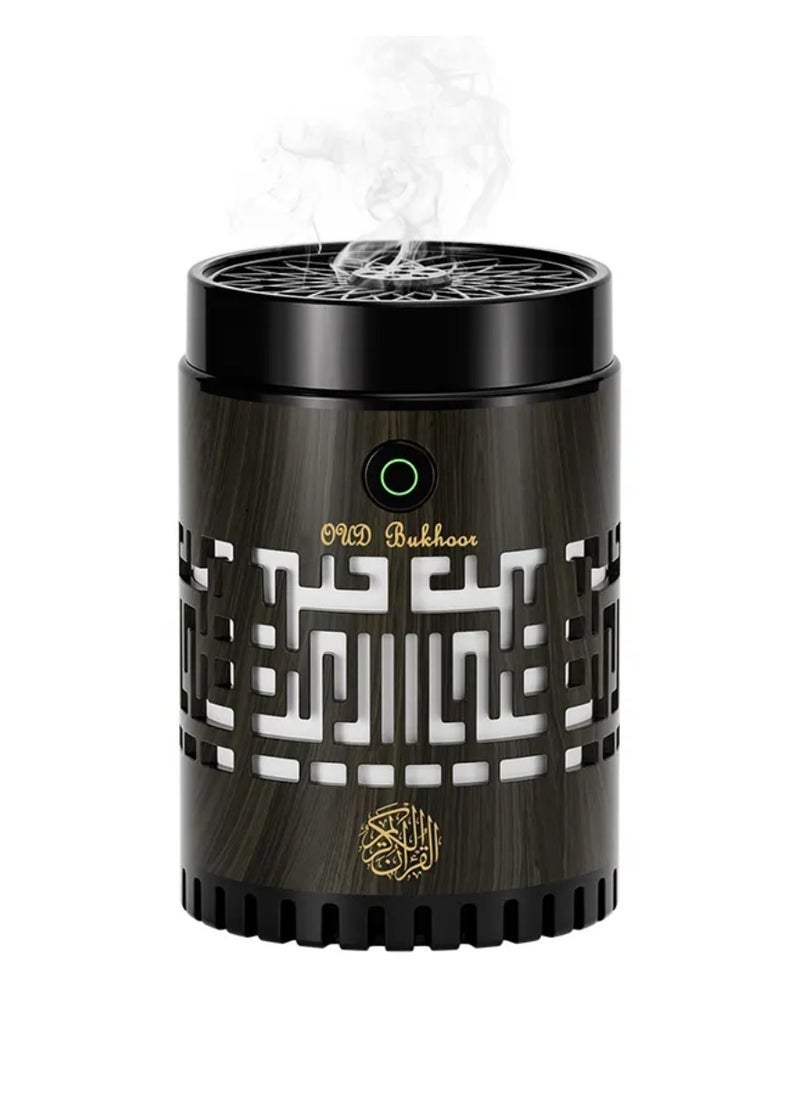 ELTRAZONE SQ-309 Quran Speaker & Mini Incense Burner Bakhoor Remote & App Control With Multicolor Changing Bluetooth Speaker Night Light With 15 Languages Quran Speaker Bukhoor Burner 8GB Space Natural Wood  - Image 2