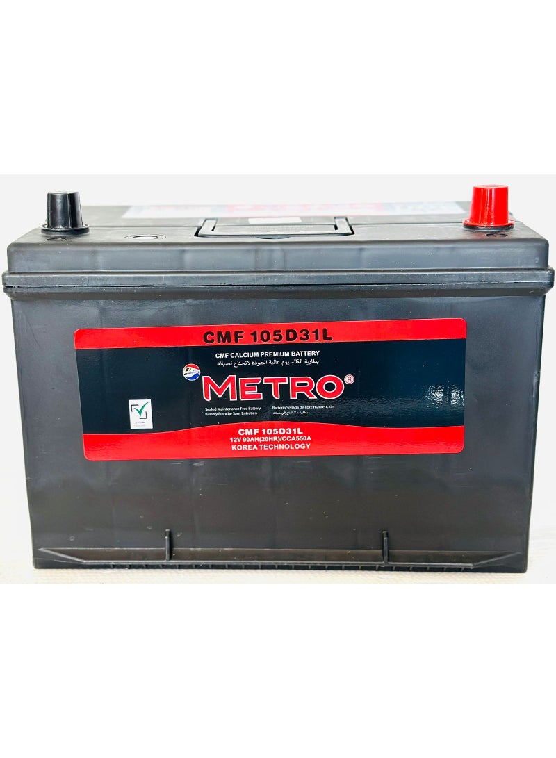 Metro Car Battery 12V 90AH 105D31L-MF - Image 4