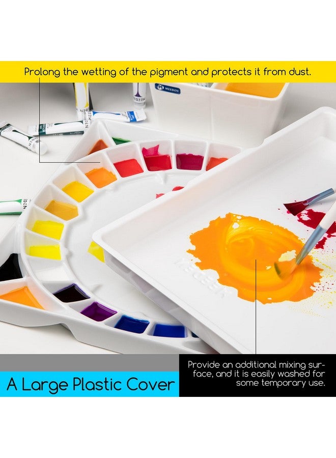 MEEDEN Large 32Well Ceramic Watercolor Palette With Lid Porcelain Paint Palette For Watercolor Painting With Cover Big Mixing Tray For Artist 123/5Inch Squarewhite - Image 5