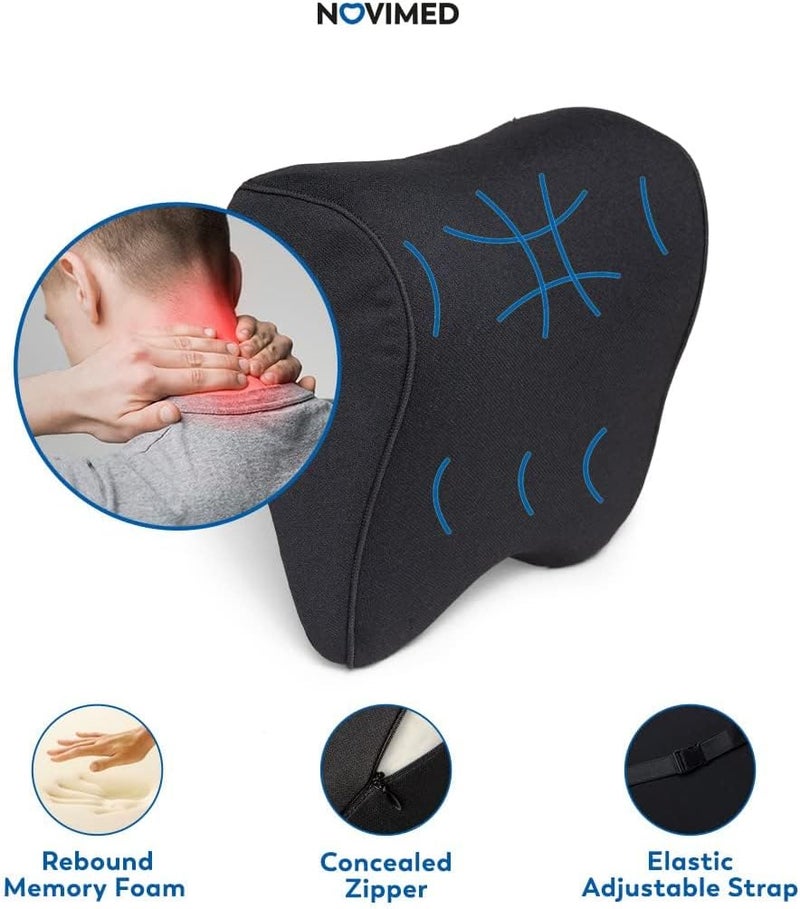 NOVIMED Car Neck Pillow - Headrest for Office and Gaming Chair - Soft Memory Foam Orthopedic Cushion - Chair Attachment for Neck Support - Ideal Head Neck Rest Pillow for Home Office and Driving - Image 3