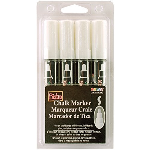 Marvy Uchida UCHIDA 4 White Broad Tip Bistro Chalk Marker - Image 1