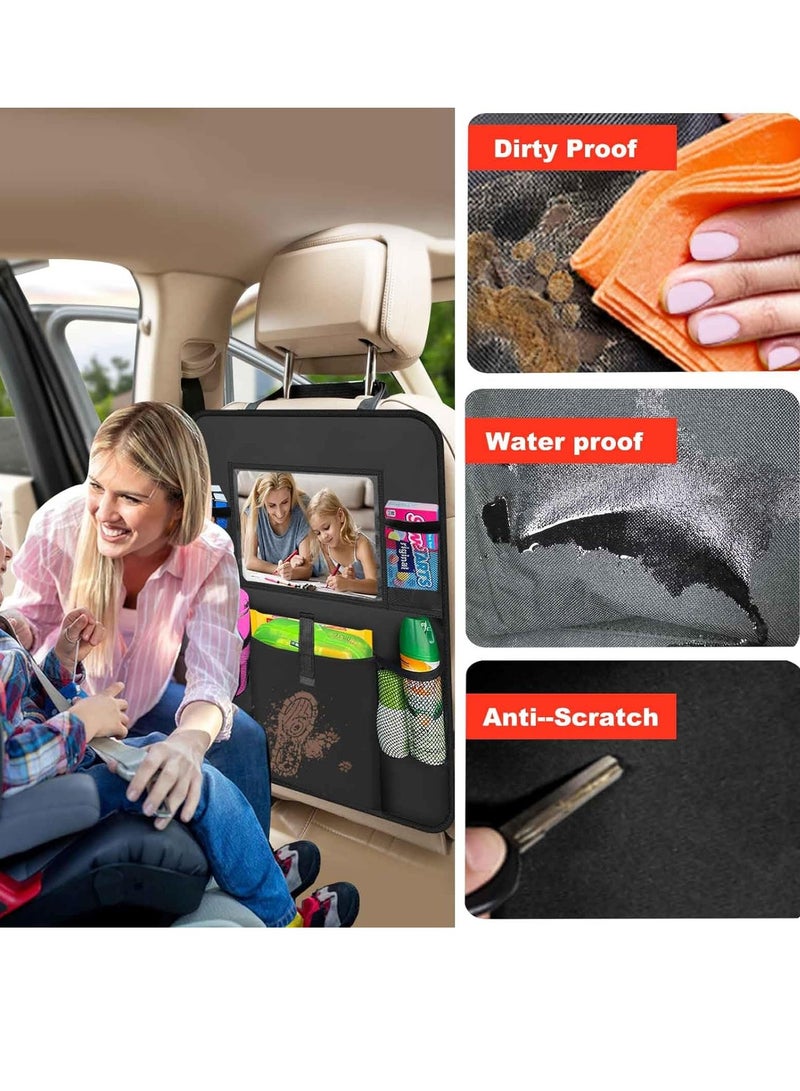 1pcs Car Backseat Organizer with Touch Screen Tablet Holder,6 Storage Pockets Protectors Kick Mats,Car Back Seat Cover Protector Travel Accessories for Kids - Image 2