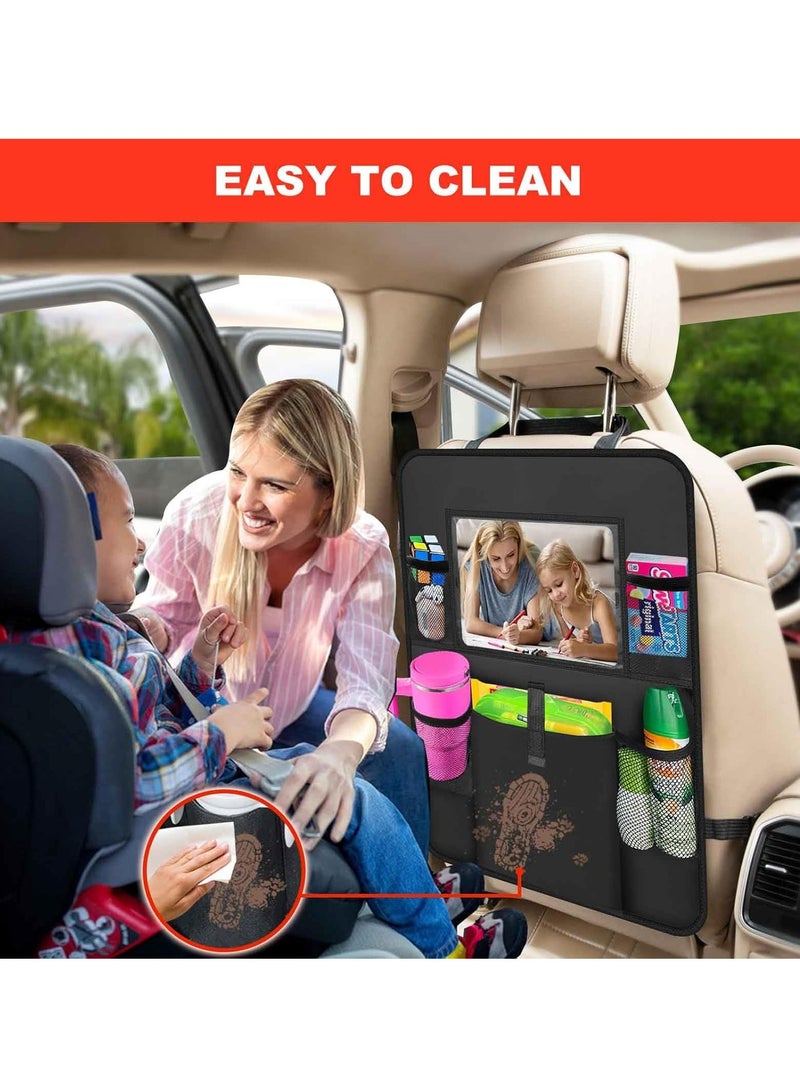 1pcs Car Backseat Organizer with Touch Screen Tablet Holder,6 Storage Pockets Protectors Kick Mats,Car Back Seat Cover Protector Travel Accessories for Kids - Image 3