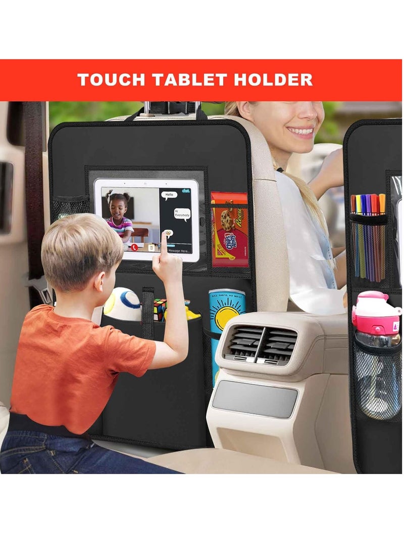 1pcs Car Backseat Organizer with Touch Screen Tablet Holder,6 Storage Pockets Protectors Kick Mats,Car Back Seat Cover Protector Travel Accessories for Kids - Image 4