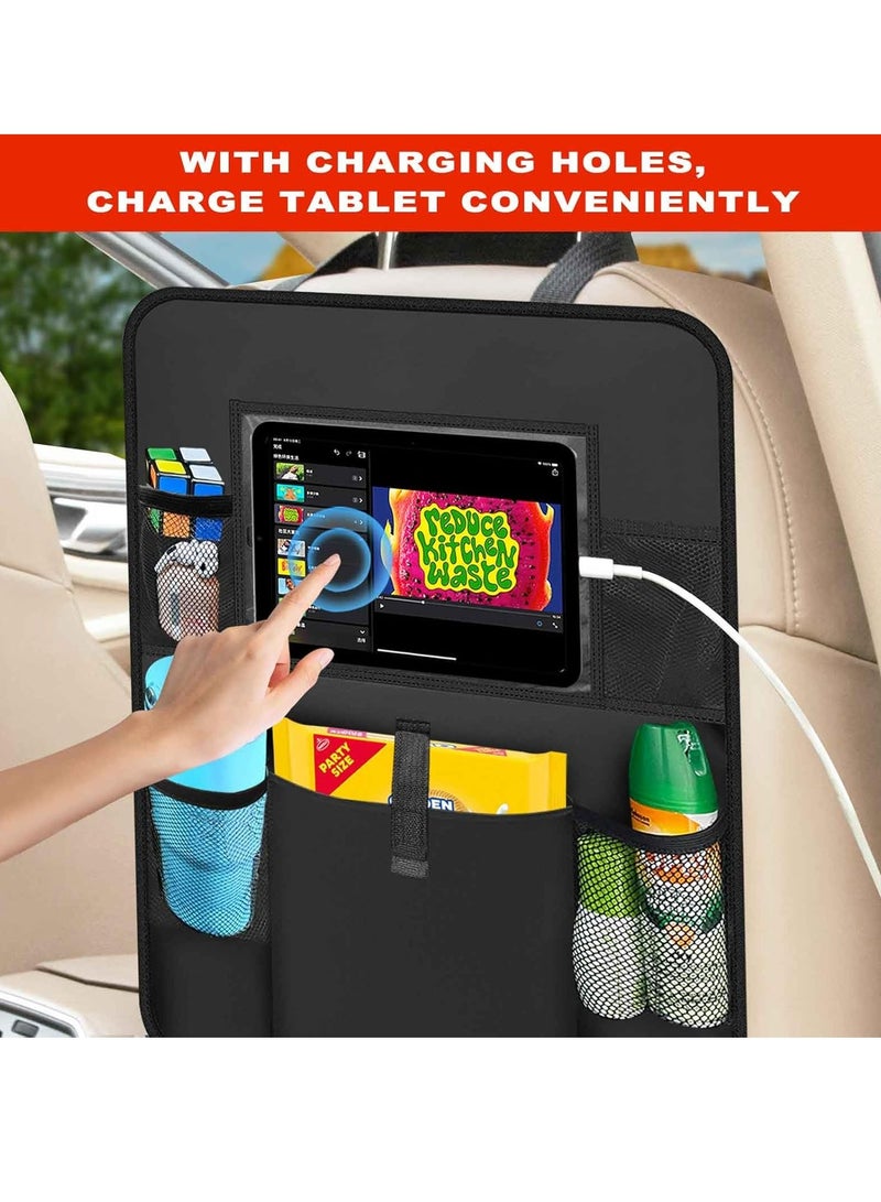1pcs Car Backseat Organizer with Touch Screen Tablet Holder,6 Storage Pockets Protectors Kick Mats,Car Back Seat Cover Protector Travel Accessories for Kids - Image 5