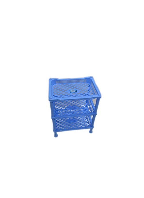 ARISERS One Step Ahead with the device of A Rising Sun ARISERS One Step Ahead with the device of A Rising Sun Plastic Foldable Multipurpose Storage Self with 3 Layers Rack 10inch Blue  - Image 2
