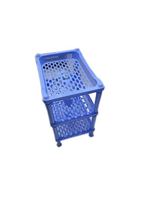 ARISERS One Step Ahead with the device of A Rising Sun ARISERS One Step Ahead with the device of A Rising Sun Plastic Foldable Multipurpose Storage Self with 3 Layers Rack 10inch Blue  - Image 1