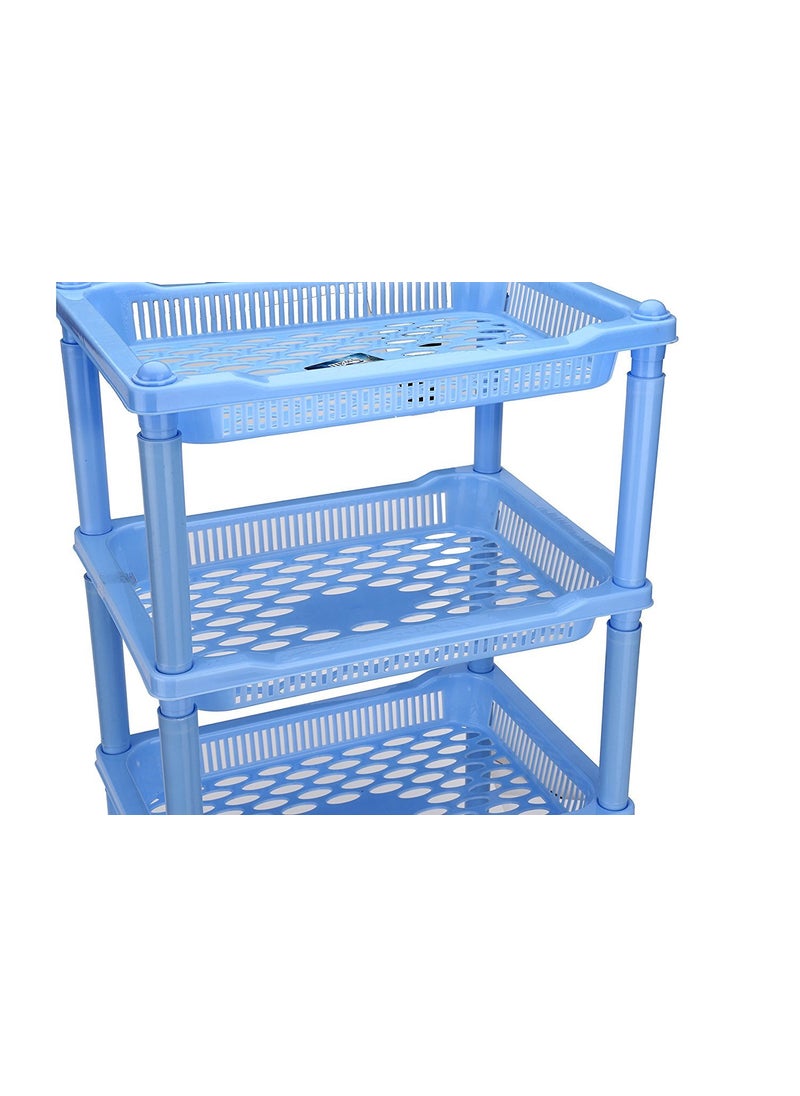 ARISERS One Step Ahead with the device of A Rising Sun ARISERS One Step Ahead with the device of A Rising Sun Plastic Foldable Multipurpose Storage Self with 3 Layers Rack 10inch Blue  - Image 3