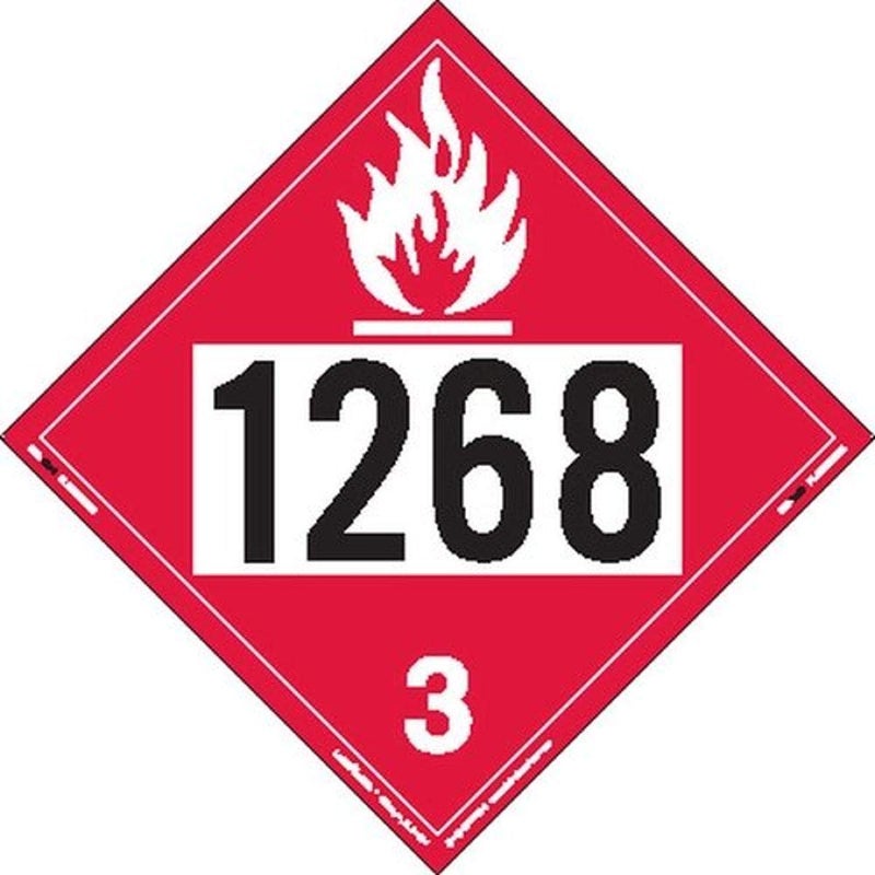ZT2-1268 UN 1268 Flammable Liquid Hazmat Placard, Tagboard (Pack of 25)