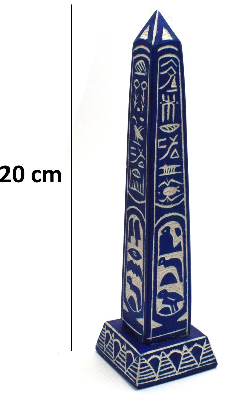 immatgar pharaonic Decorative Egyptian Obelisk ancient Egyptian souvenirs gifts handmade Home decor collectibles Sculptures (Blue - 20 CM Long)
