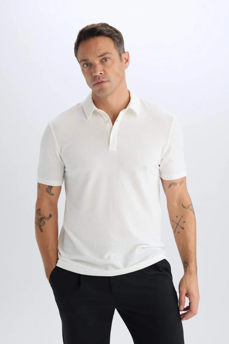 ديفاكتو Slim Fit Short Sleeve Polo T-Shirt