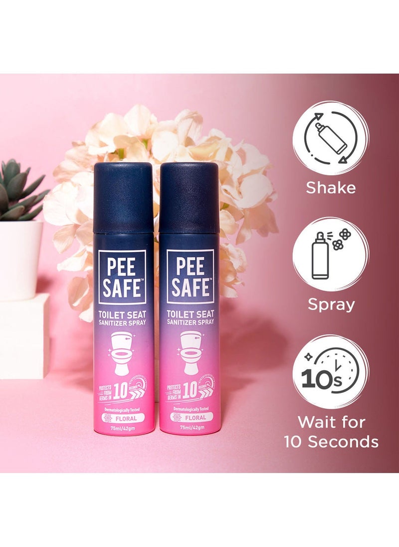 بيساف بي سيف معقم بخاخ فوري لكرسي الحمام، يقتل 99.9٪ من الجراثيم خلال 10 ثواني، يحمي من الامراض المعدية، تم اختباره من قبل أطباء الجلد، حجم مناسب للطائرة والسفر، زهور – 75مل  (3 عبوات) - Image 5