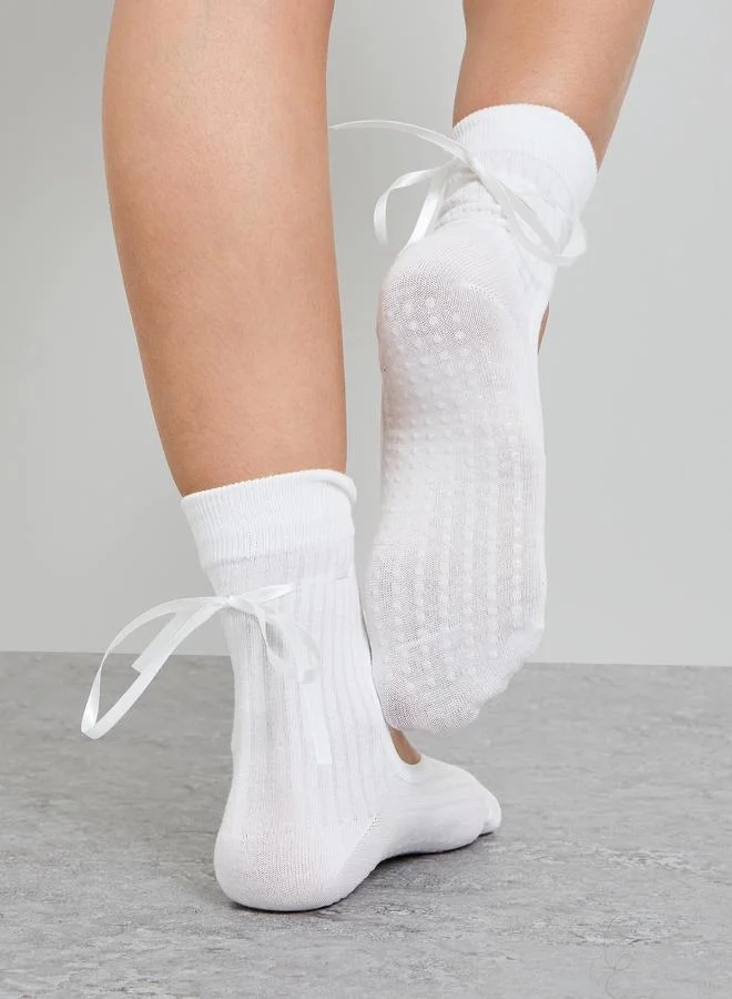 Styli Rib Texture Silicon Pad Lace Yoga Socks